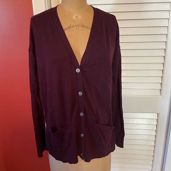 LOFT | oversized maroon cardigan S - Picture 1 of 5